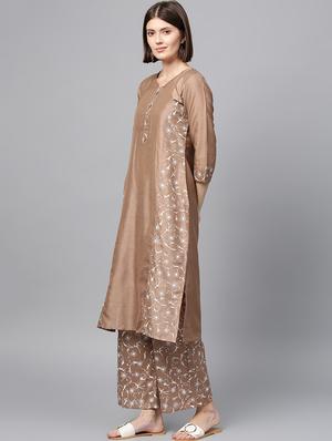 floral art silk straight kurta - 16719773 - Standard Image - 2