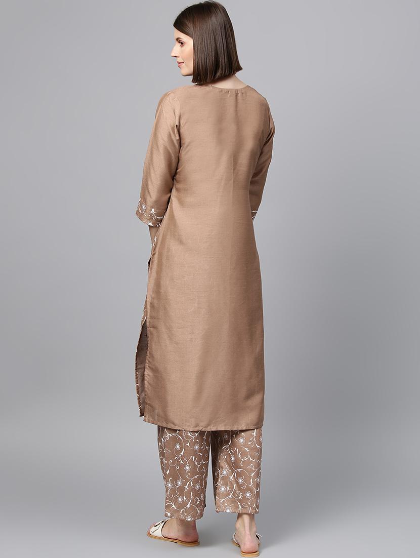 floral art silk straight kurta - 16719773 - Zoom Image - 3