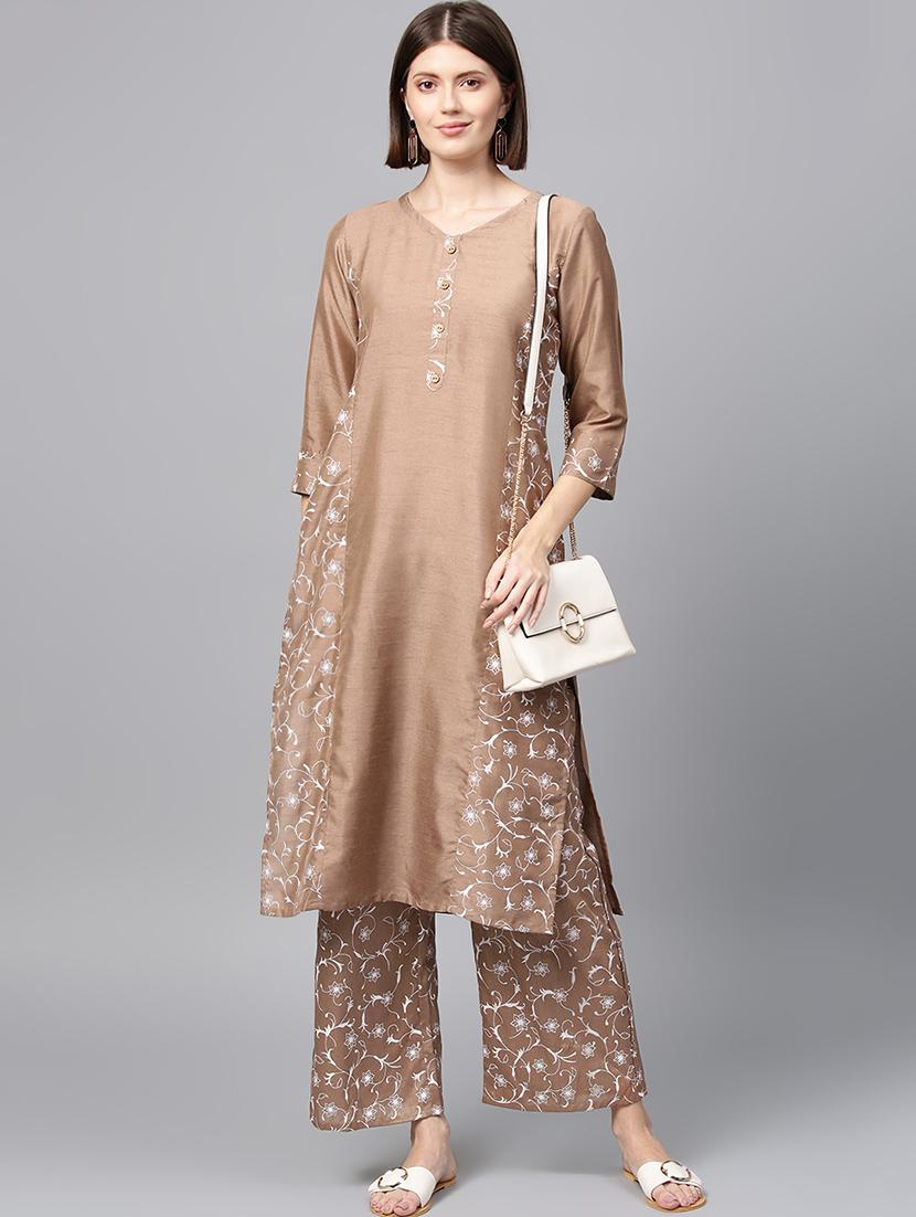 floral art silk straight kurta - 16719773 - Zoom Image - 4