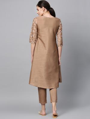 floral art silk layered kurta - 16719774 - Standard Image - 3