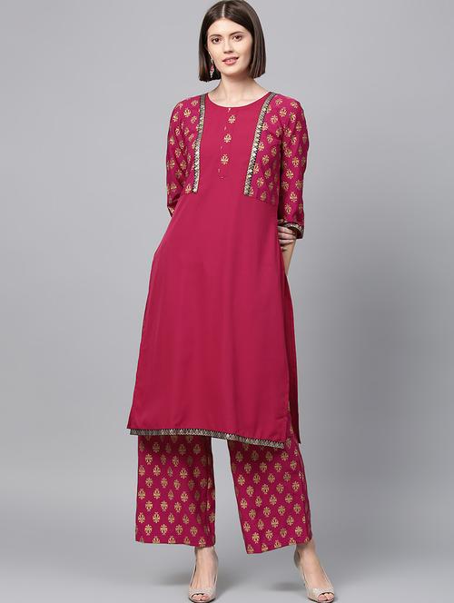 gold print straight kurta - 16719792 - Standard Image - 1
