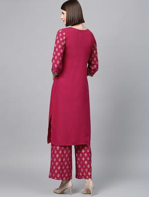gold print straight kurta - 16719792 - Standard Image - 3