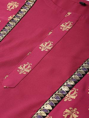 gold print straight kurta - 16719792 - Standard Image - 5