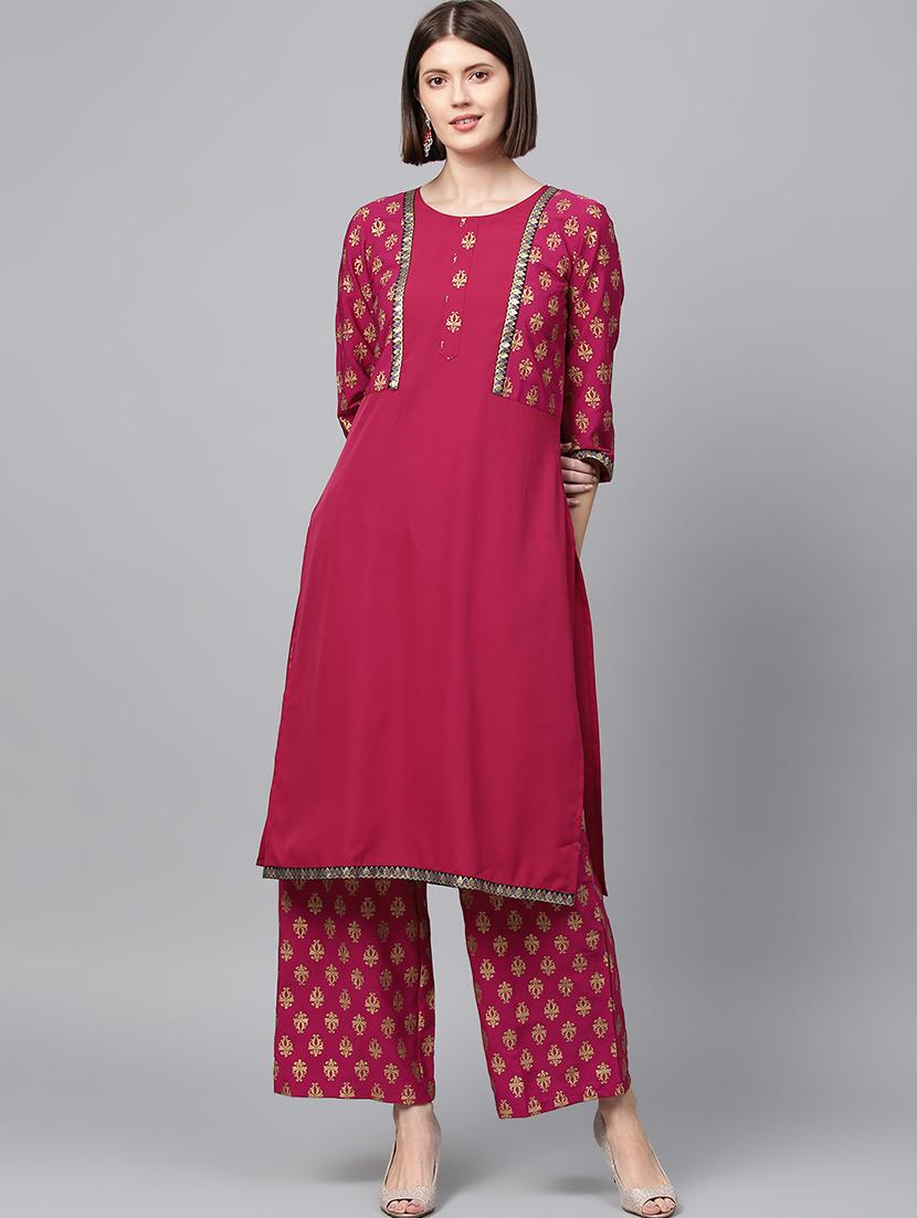 gold print straight kurta - 16719792 - Zoom Image - 1