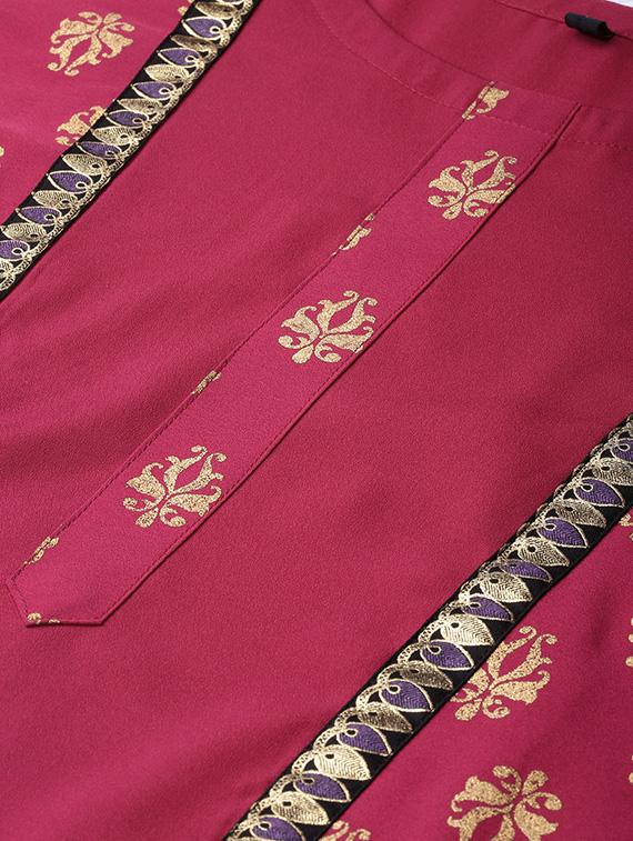 gold print straight kurta - 16719792 - Zoom Image - 5
