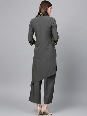 solid asymmetric kurta - 16719793 - Standard Image - 3