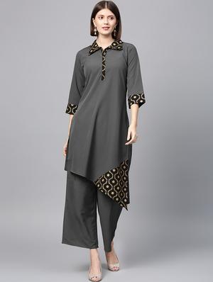 solid asymmetric kurta - 16719793 - Standard Image - 4
