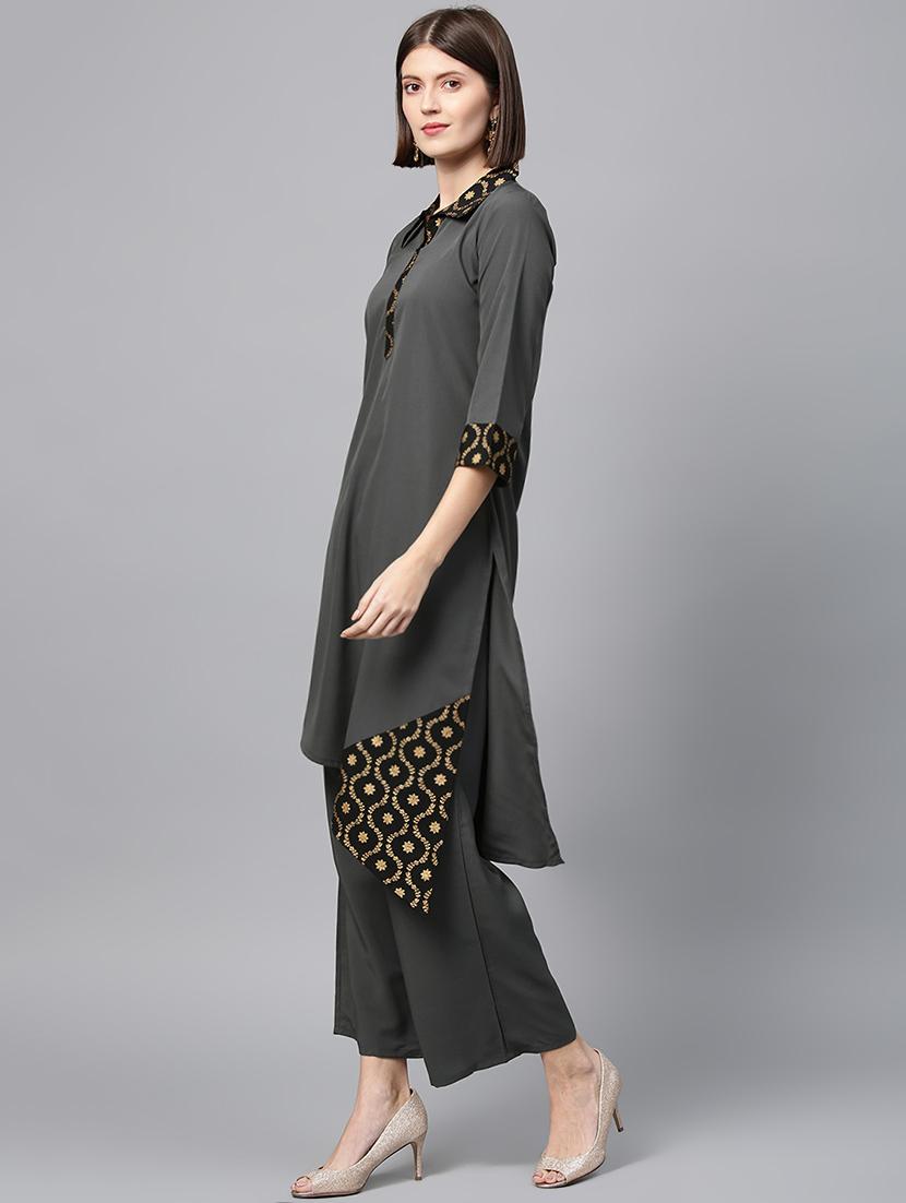 solid asymmetric kurta - 16719793 - Zoom Image - 2