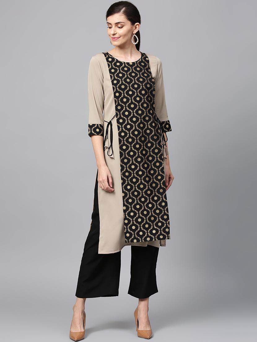 gold print straight kurta - 16719799 - Zoom Image - 1