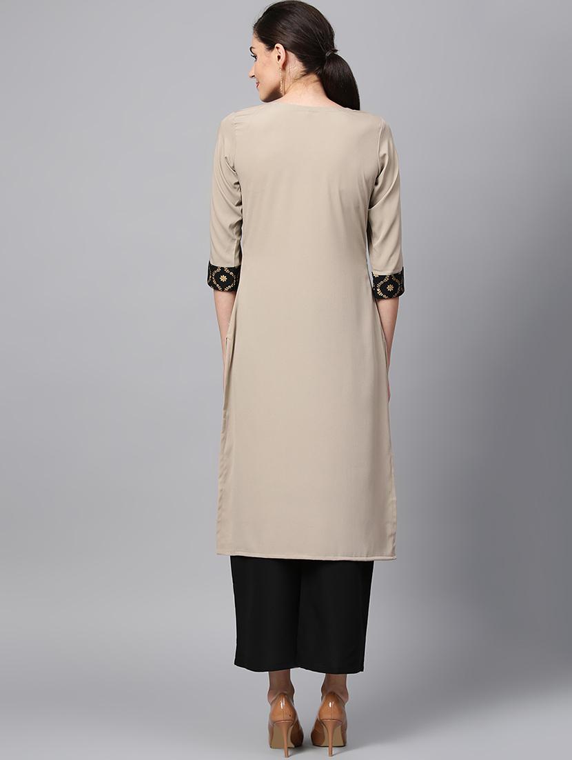 gold print straight kurta - 16719799 - Zoom Image - 3