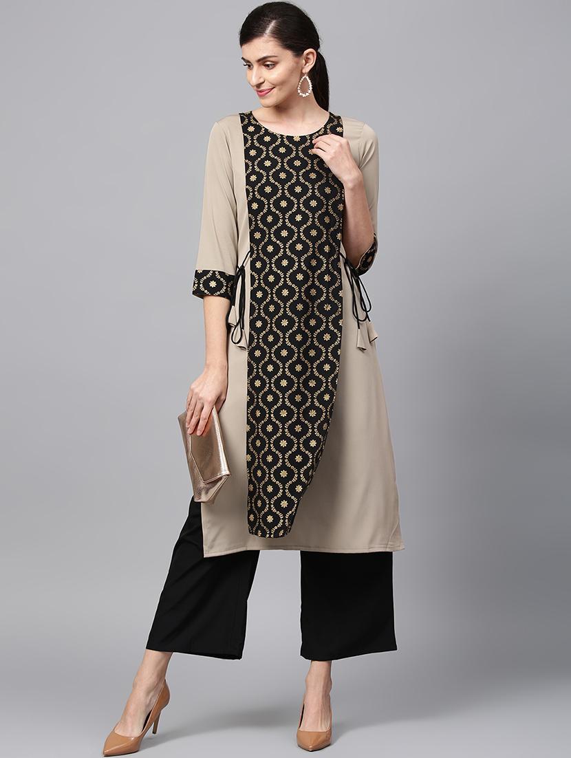 gold print straight kurta - 16719799 - Zoom Image - 4