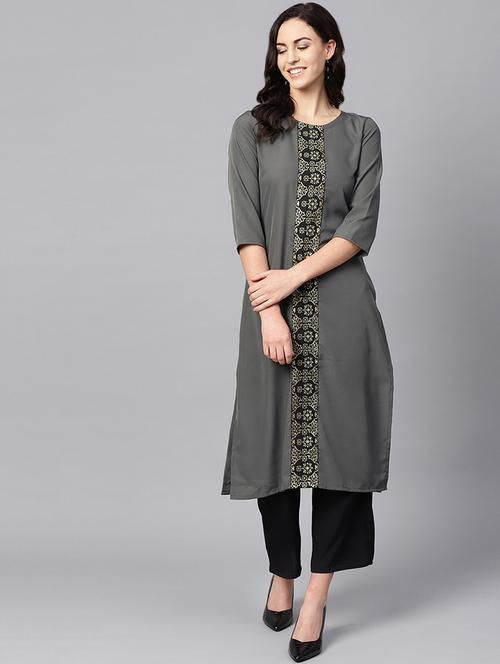solid straight kurta - 16719825 - Standard Image - 1