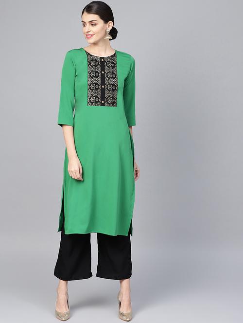 contrast yoke straight kurta - 16719826 - Very Small Image - 1