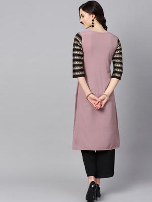 solid contrast straight kurta - 16719841 - Standard Image - 3