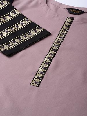 solid contrast straight kurta - 16719841 - Standard Image - 4