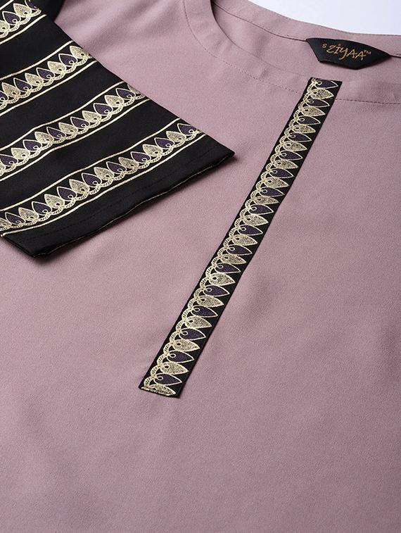 solid contrast straight kurta - 16719841 - Zoom Image - 4