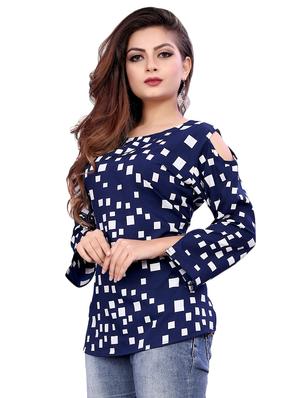 cold shoulder geometric top - 16720160 - Standard Image - 2
