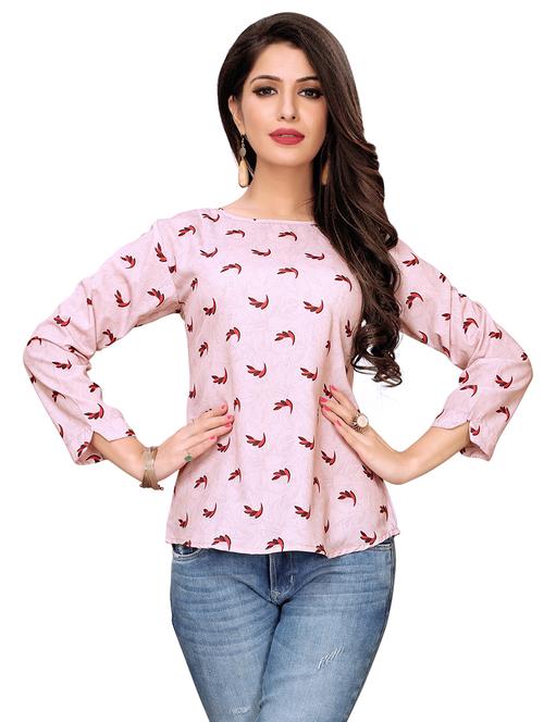 boat neck printed top - 16720414 - Standard Image - 1