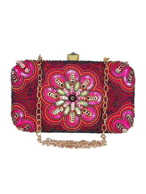 pink faux silk box clutch - 16720458 - Standard Image - 1