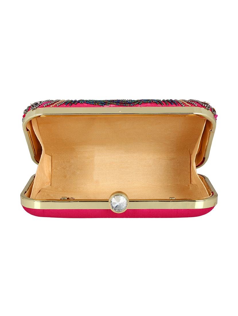pink faux silk box clutch - 16720458 - Zoom Image - 3