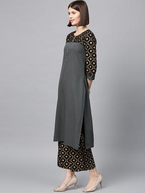 solid kurta palazzo set - 16720528 - Standard Image - 2