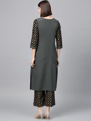 solid kurta palazzo set - 16720528 - Standard Image - 3