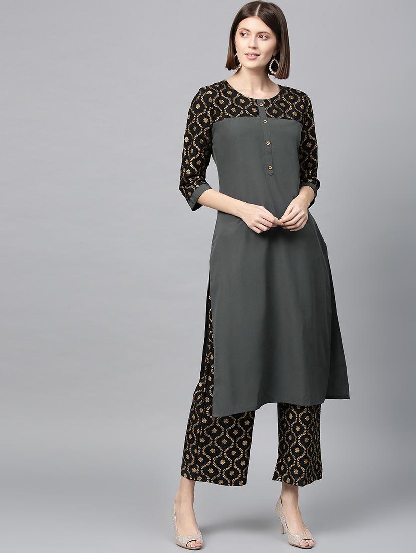 solid kurta palazzo set - 16720528 - Zoom Image - 1