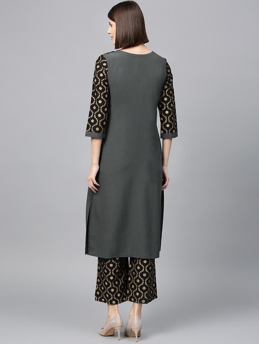 solid kurta palazzo set - 16720528 - Zoom Image - 3