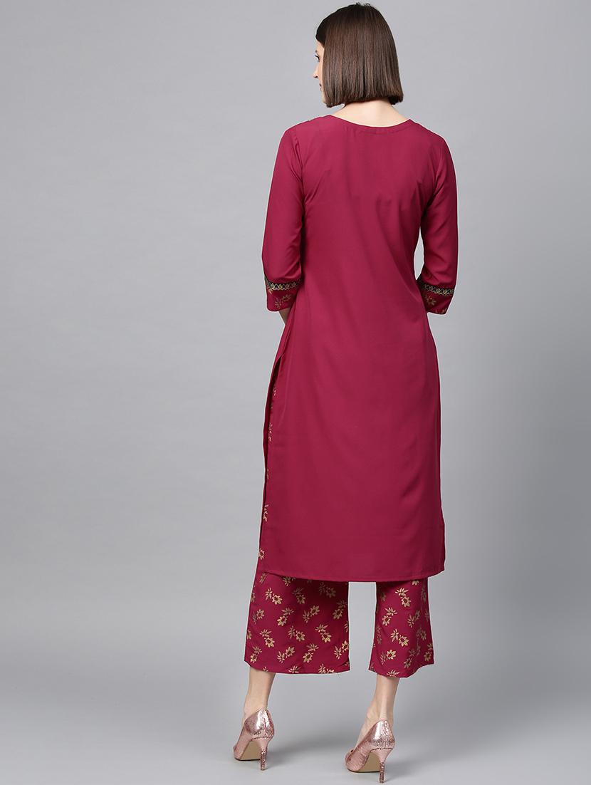 floral kurta palazzo set - 16720530 - Zoom Image - 3