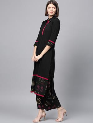 solid kurta palazzo set - 16720534 - Standard Image - 2