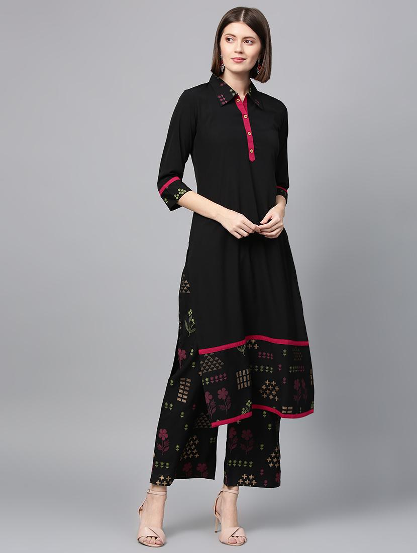 solid kurta palazzo set - 16720534 - Zoom Image - 1