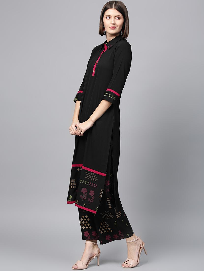 solid kurta palazzo set - 16720534 - Zoom Image - 2