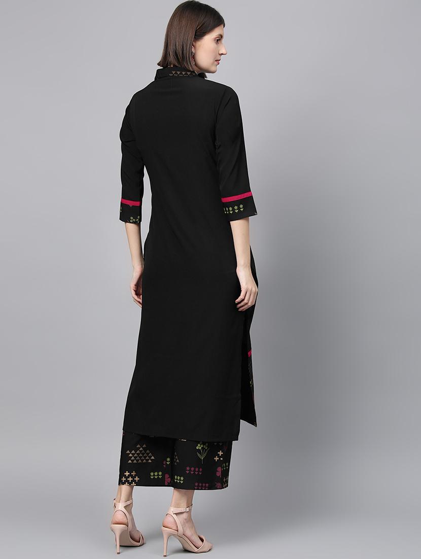 solid kurta palazzo set - 16720534 - Zoom Image - 3