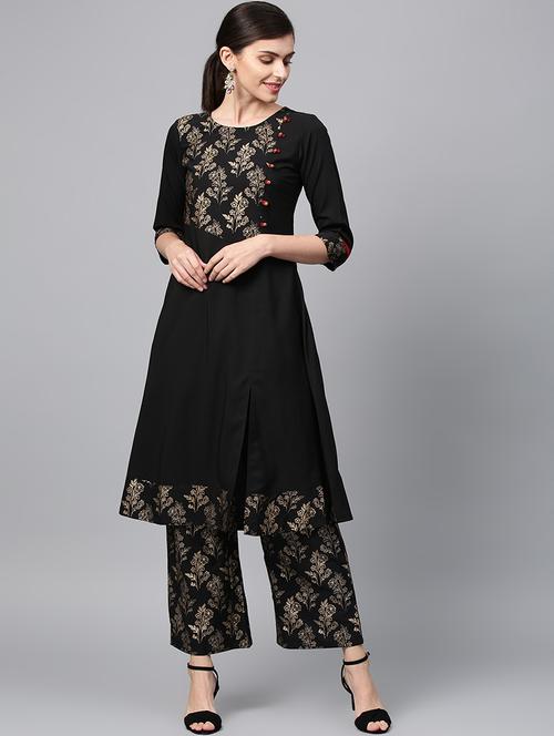 solid kurta palazzo set - 16720536 - Standard Image - 1