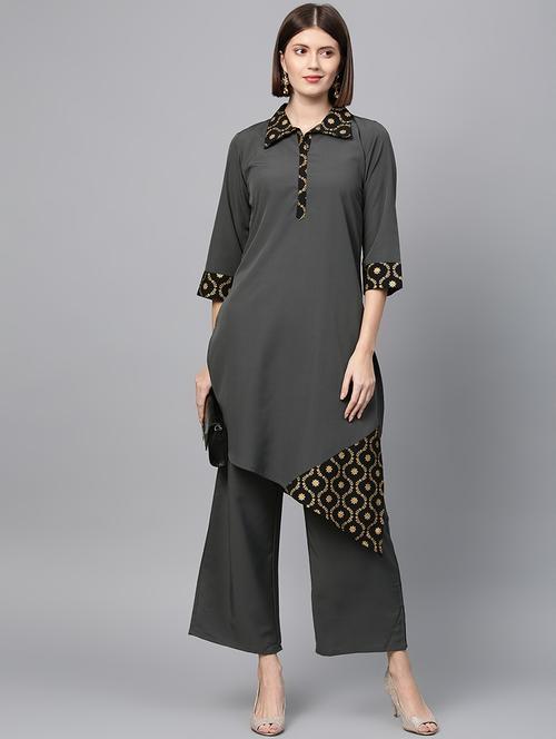 solid kurta palazzo set - 16720539 - Standard Image - 1