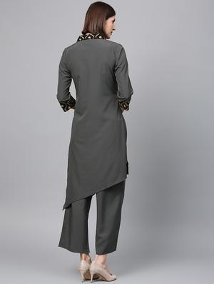 solid kurta palazzo set - 16720539 - Standard Image - 3