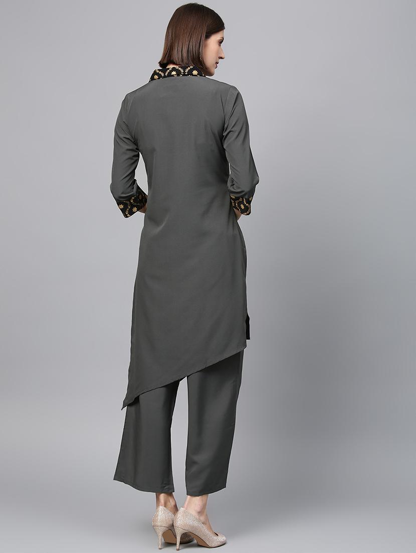 solid kurta palazzo set - 16720539 - Zoom Image - 3