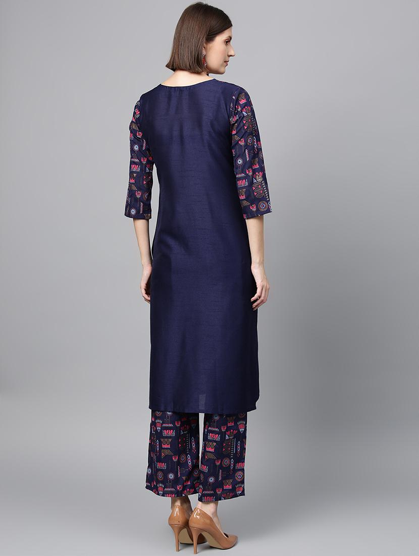 solid kurta palazzo set - 16720545 - Zoom Image - 3
