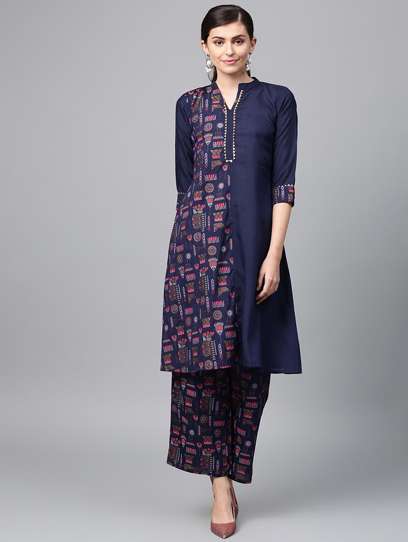 block print kurta palazzo set - 16720547 - Zoom Image - 1