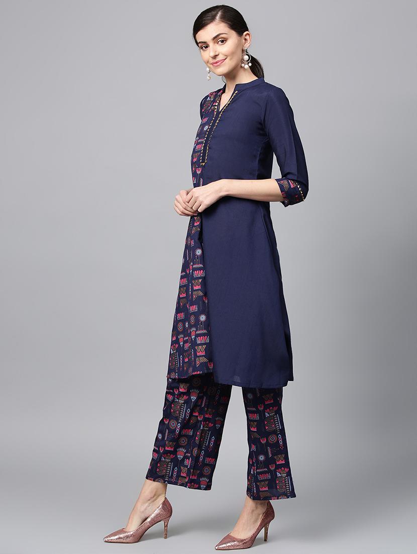 block print kurta palazzo set - 16720547 - Zoom Image - 2