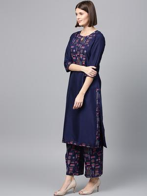block print kurta palazzo set - 16720549 - Standard Image - 2