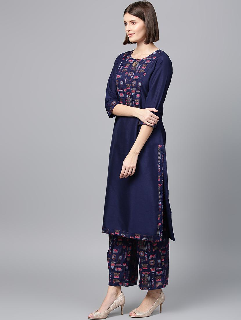 block print kurta palazzo set - 16720549 - Zoom Image - 2