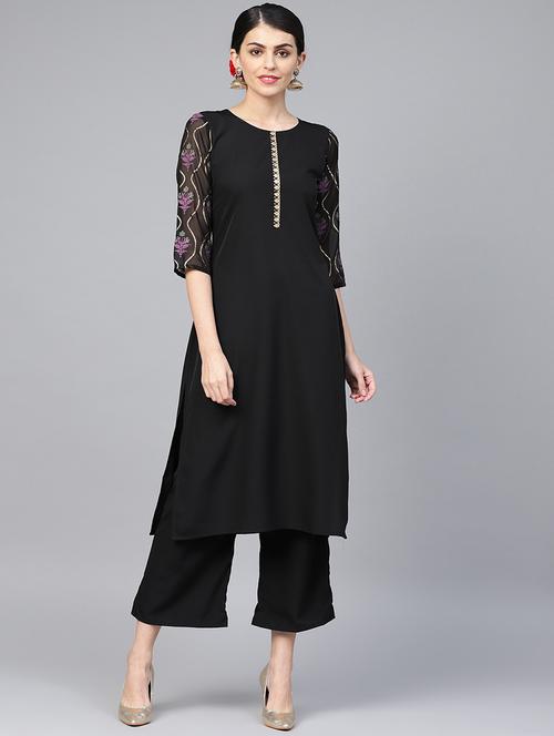 solid kurta palazzo set - 16720564 - Standard Image - 1