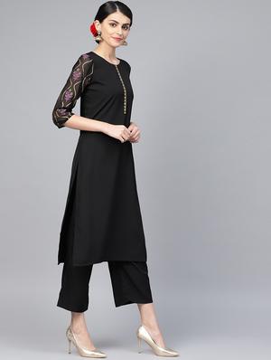 solid kurta palazzo set - 16720564 - Standard Image - 2