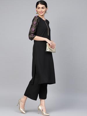 solid kurta palazzo set - 16720564 - Standard Image - 4
