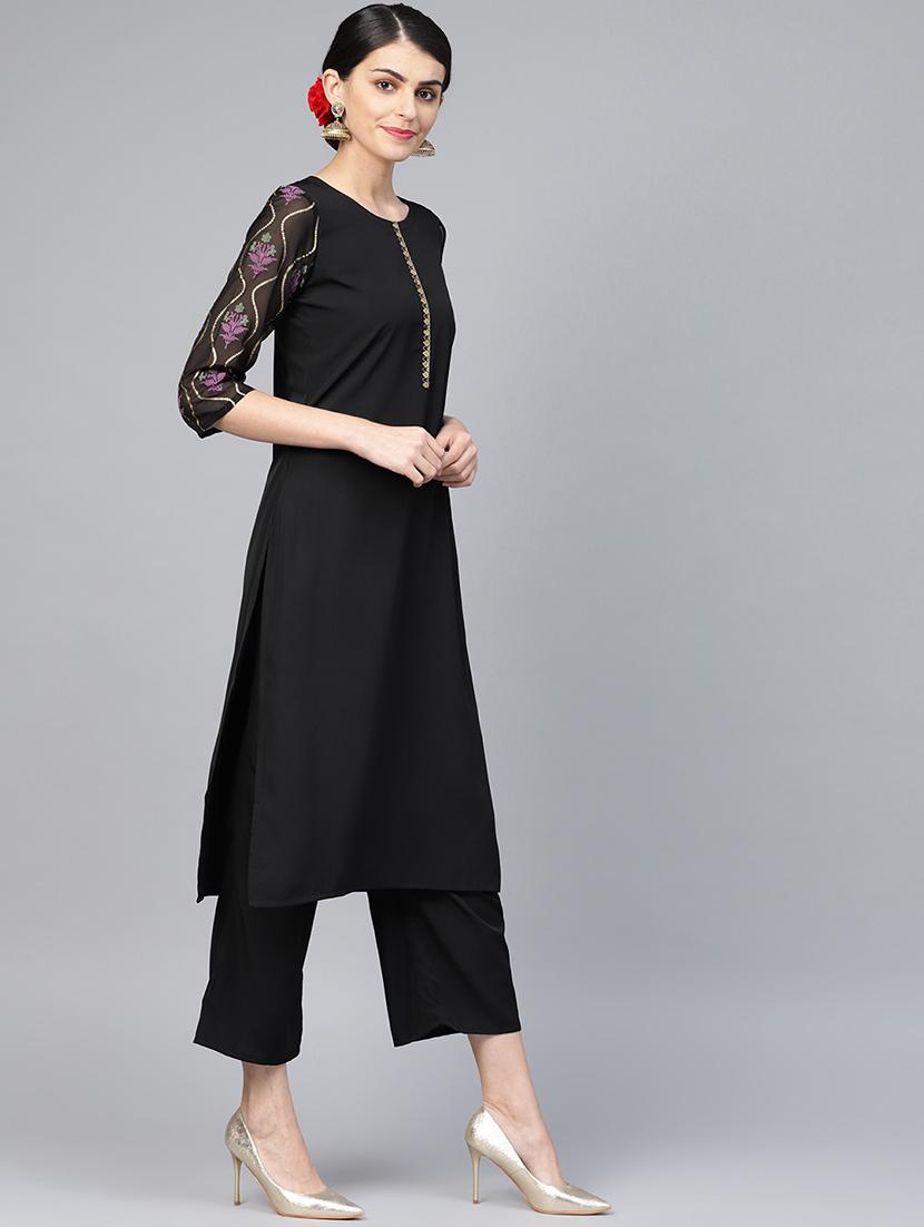 solid kurta palazzo set - 16720564 - Zoom Image - 2