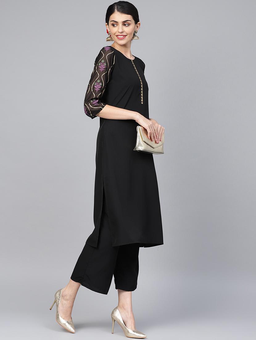solid kurta palazzo set - 16720564 - Zoom Image - 4