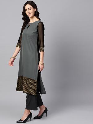 solid kurta palazzo set - 16720567 - Standard Image - 2