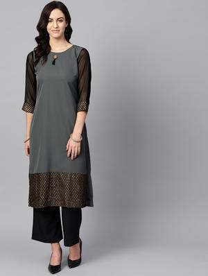 solid kurta palazzo set - 16720567 - Standard Image - 4