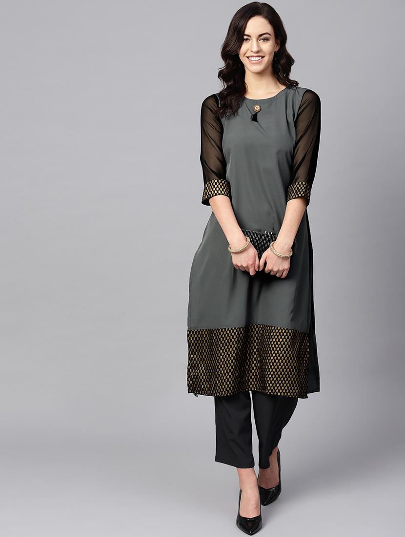 solid kurta palazzo set - 16720567 - Zoom Image - 1